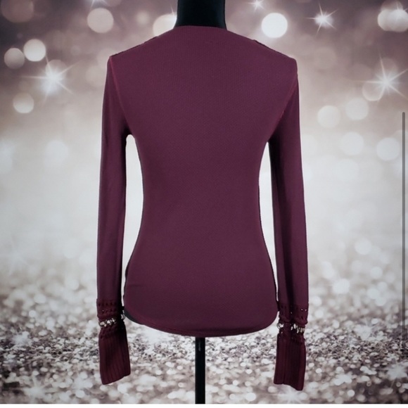 New Free People Sweet Thang Thermal grommets Maroon Large also fits medium - Picture 3 of 5